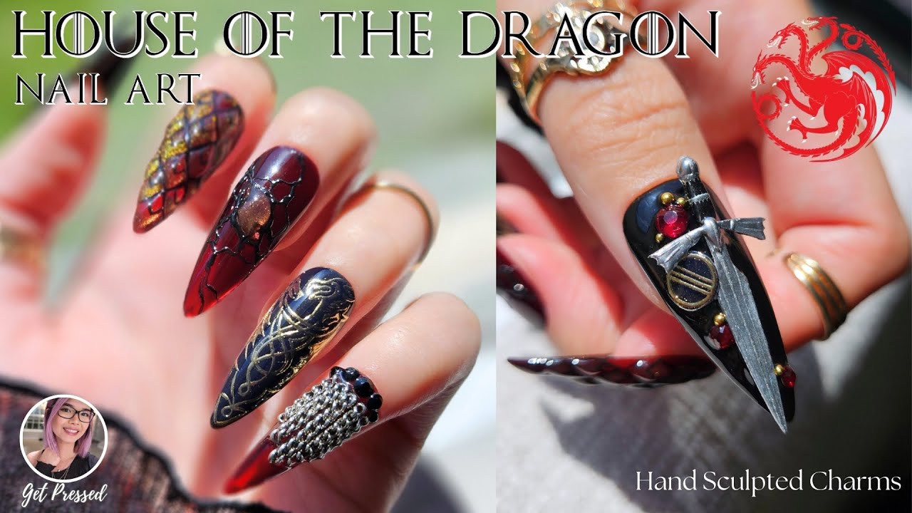 House of the Dragon Nails 👑🐉⚔️ - Hand Sculpted 3D Charms
