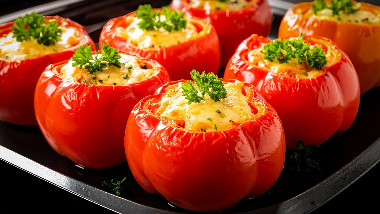 Cozy Meatless Stuffed Peppers with Mushrooms and Rice — A Cheap & Easy Weeknight Dinner