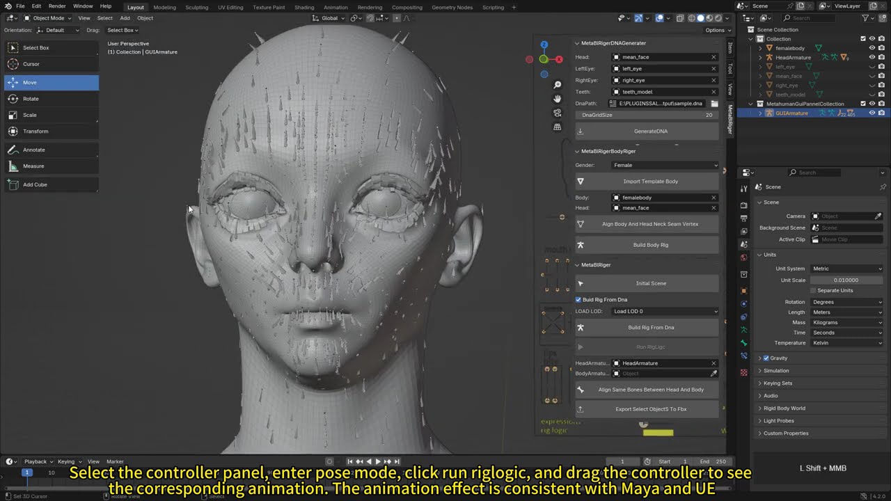 [MetaBlRiger ] Rig custom whole metahuman character quickly using Blender and importing UE5 tutorial