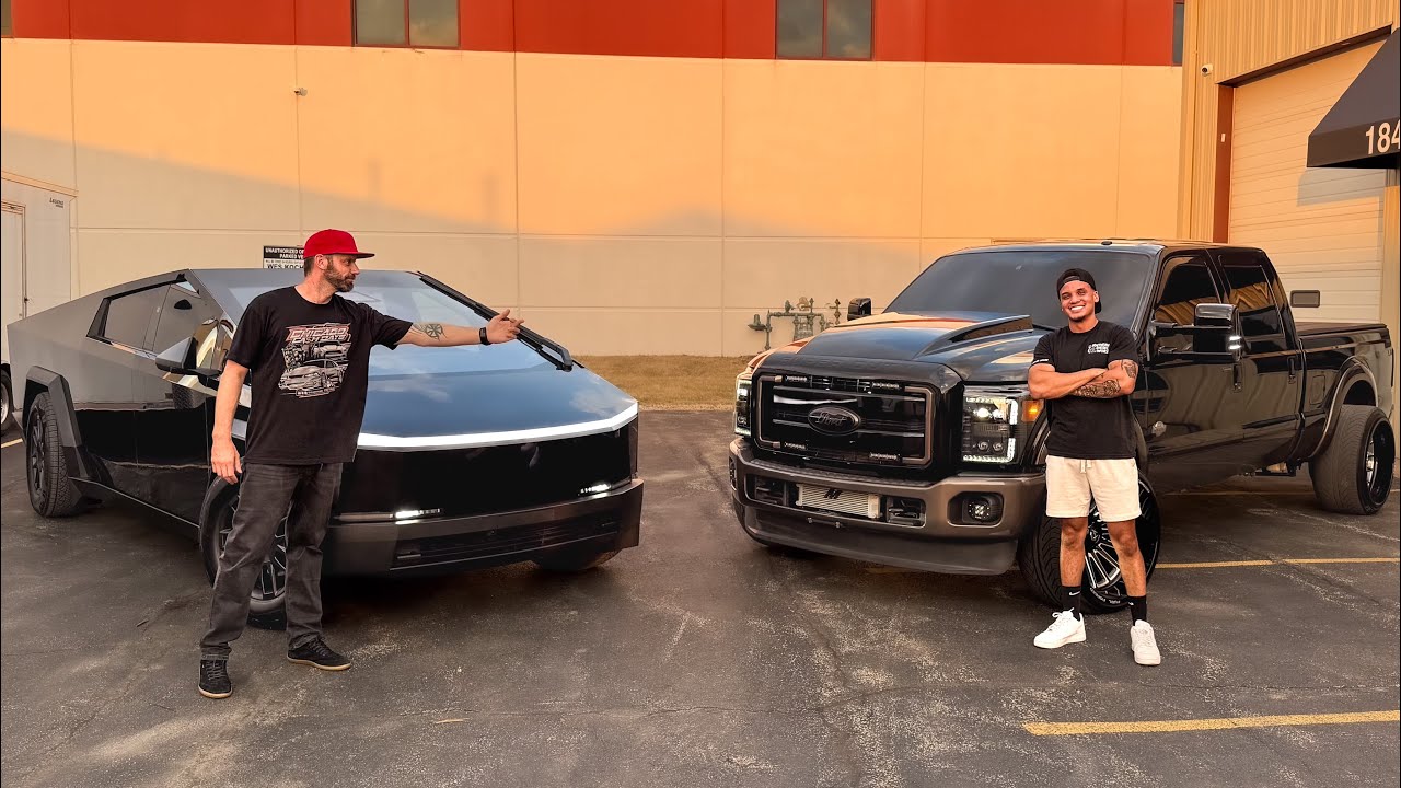 Cocky Cyber Truck Owner GETS EMBARRASSED By +1000hp F250 Race Truck!