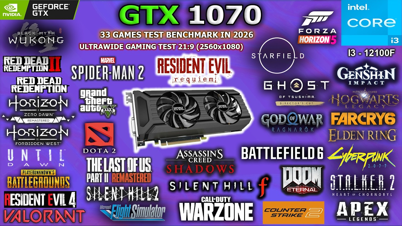 GTX 1070 Tested 33 Games in 2026 // (21:9) Ultrawide Monitor || Still Strong? #gtx1070 #benchmark