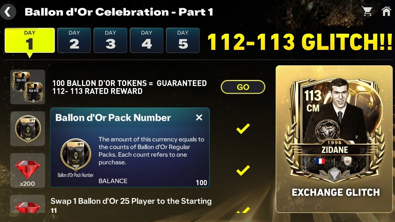 GLITCH BALLON D'OR!! 100 TOKENS = GUARANTEED 112-113 REWARDS BALLON D'OR EVENT GUIDE FC MOBILE 26!
