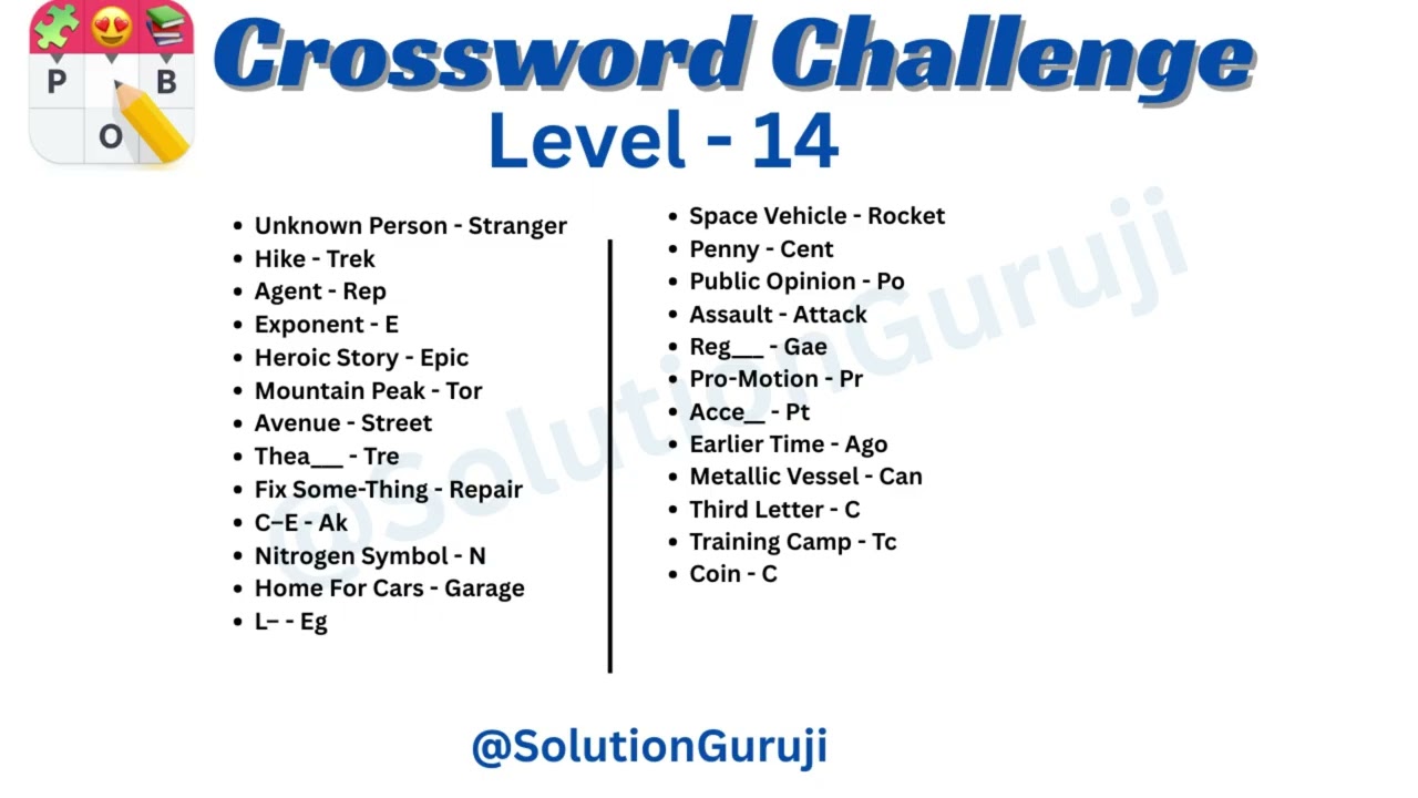 🎮 Crossword Challenge Level 11-20 Walkthrough | Solutionguruji 🧩
