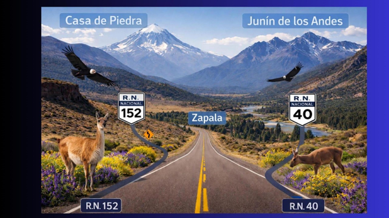 Casa de Piedra a Junín de los Andes , Argentina en Moto