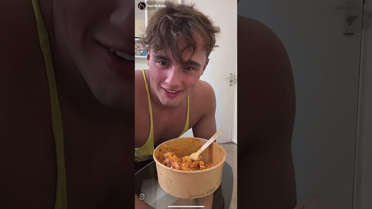 Paul McNally eating jacket Potato from Spudbros