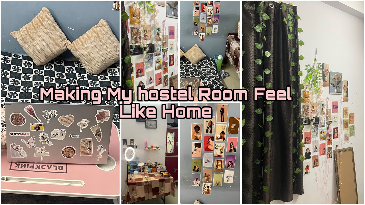 Hostel room transformation🖤 | hostel room decorations | hostel room tour #roomdecor #roommakeover 