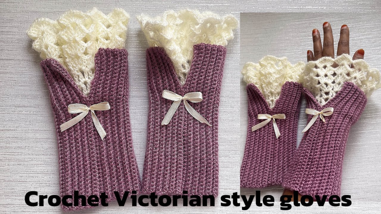 Crochet Victorian style vintage fingerless gloves 🧤 beginner friendly