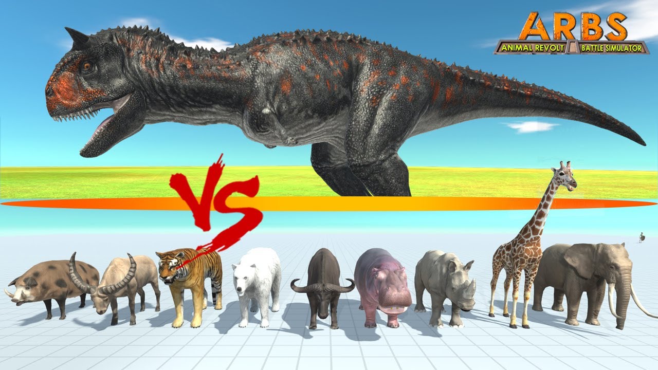 CARNOTAURUS (JWE2 Fallen Kingdom)  vs 3x ANIMALS (ALL UNITS)  - Animal Revolt Battle Simulator New