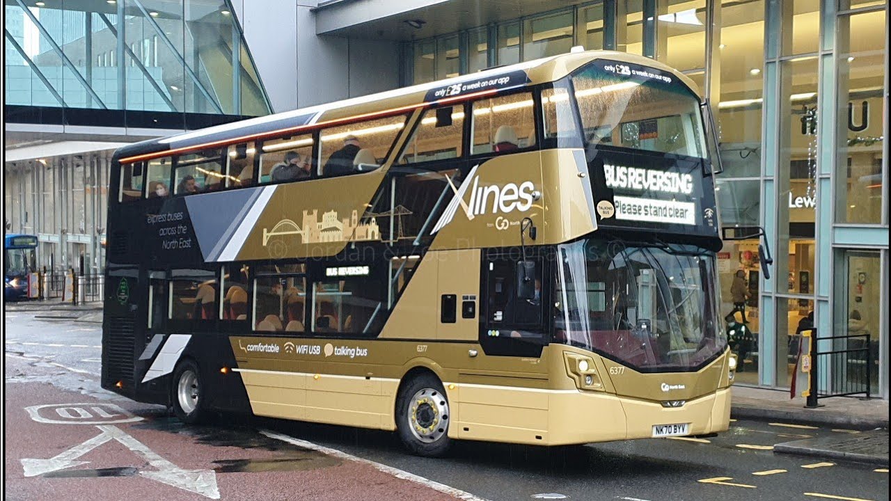Go North East 6377 NK70 BYV - First UK 6 Cylinder Wright Streetdeck
