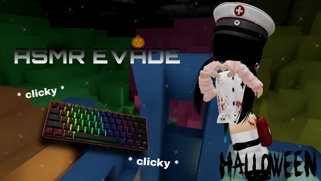 Roblox EVADE Keyboard ASMR ( halloween event ) Halloween Outfit + pro gameplay pt2