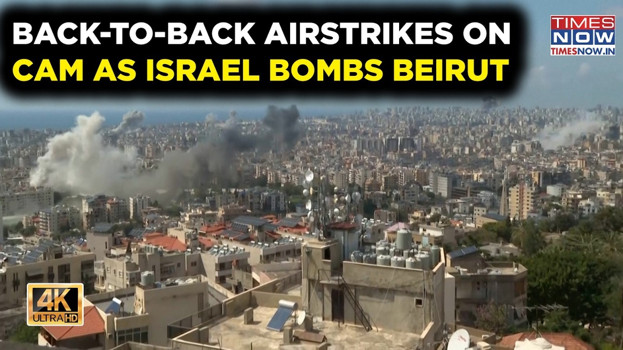 Israel Bombs Beirut: Barrage Hits, Smoke Darkens Skyline| 4K| Iran War| Airstrikes On Cam| Lebanon