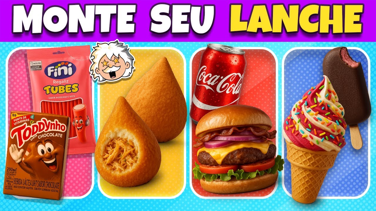 🥪🍹 MONTE SEU LANCHE 🍔 🍪| Jogo das escolhas #QuizDosGenios #Quiz
