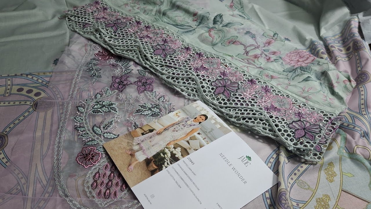 EID💟BLISS |JADE🌿|NEEDLE💜WONDER| EMBROIDERY CHIFFON DUPATTA EMBROIDERY SHIRTS ORGANZA PATCHES 3PIECE