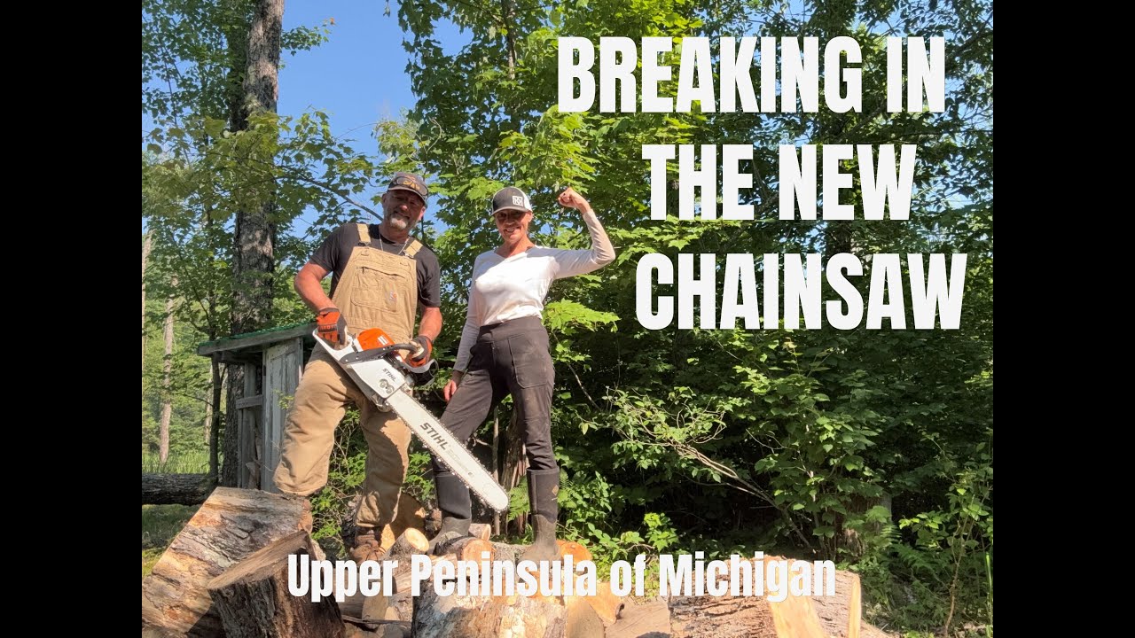 BREAKING IN THE NEW CHAINSAW | 40 ACRES UPPER PENINSULA  OF MICHIGAN #cabinbuild
