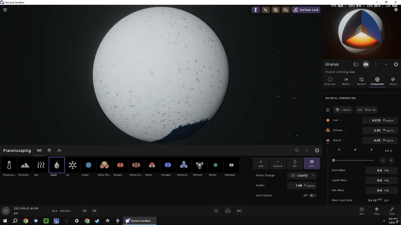 Universe Sandbox Terraforming Uranus Terraforming The Soar System Episode 12!