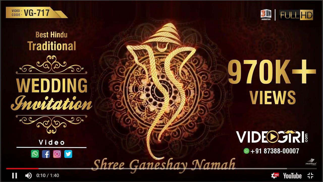 Hindu Traditional Wedding Invitation Video for Whatsapp | VG-717