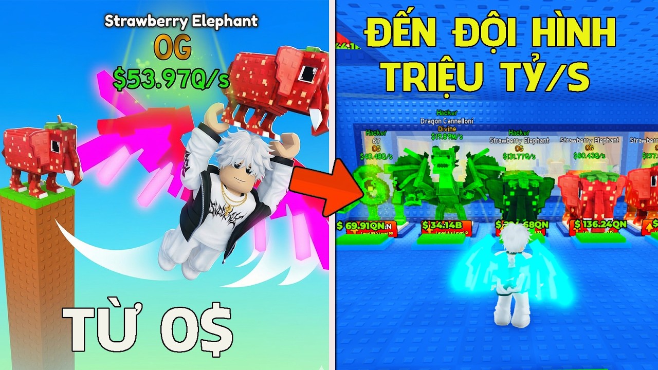 TỪ 0$ SỞ HỮU ĐÔI CÁNH VIP NHẤT ĐẾN ĐỘI HÌNH STRAWBERRY ELEPLANT TRIỆU TỶ/S TRONG FLY FOR BRAINROTS.