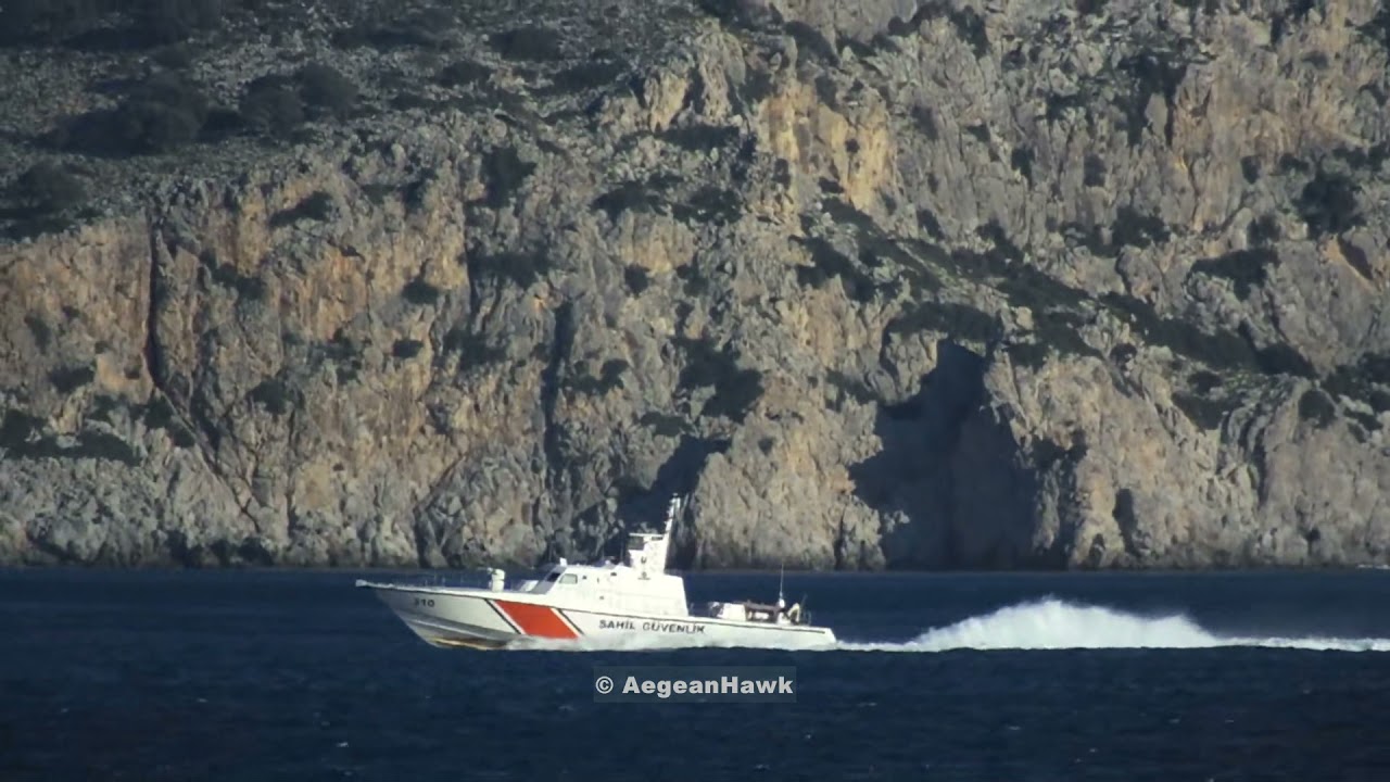 Turkish Coast Guard TCSG 310 sailing near Bozburun -Aphrodisias- peninsula.