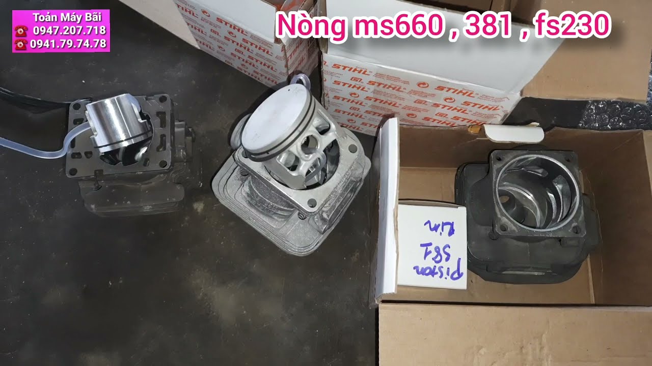 bộ nòng pitton chính hãng máy cưa stihl ms660 - ms381 - cắt cỏ fs230 zin - 0947207718 0941787478