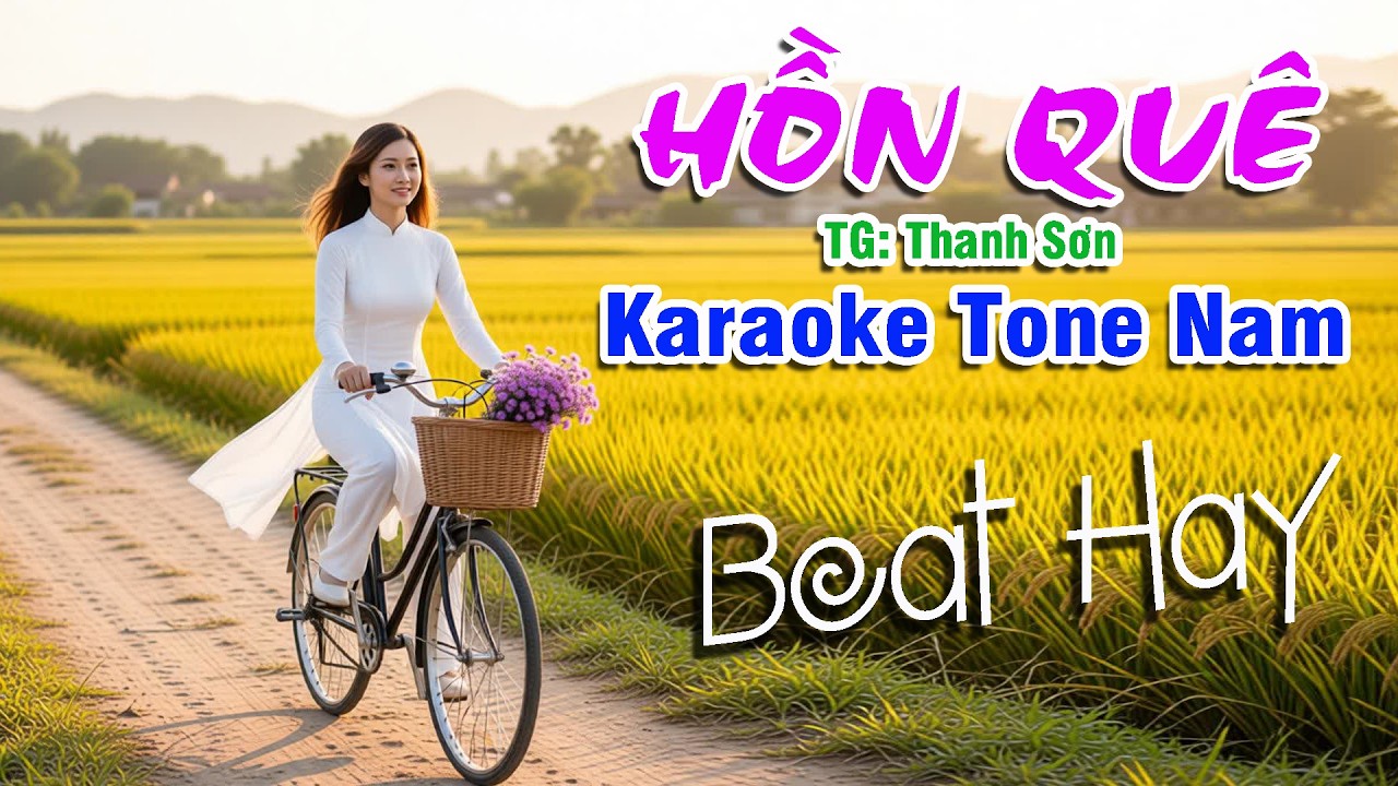 Karaoke HỒN QUÊ. Tone Nam . Beat phối mới rất chuẩn l Bình Minh karaoke l