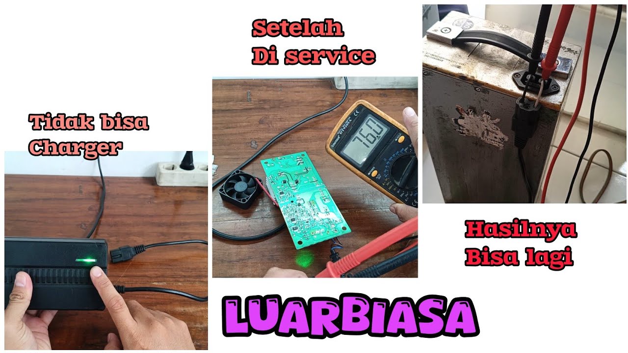 Memperbaiki adapter charger motor listrik indikator hijau terus