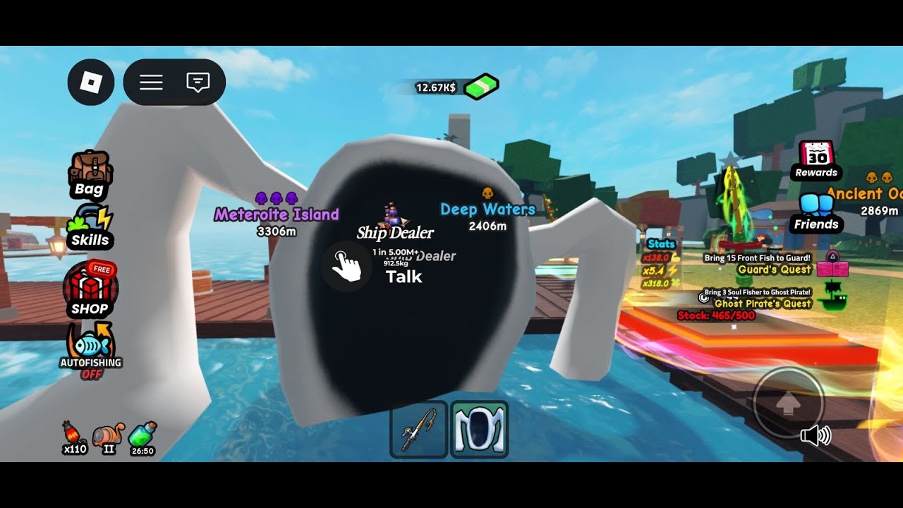 Я словил радиоактивную рибу и Sea eater в Roblox.
