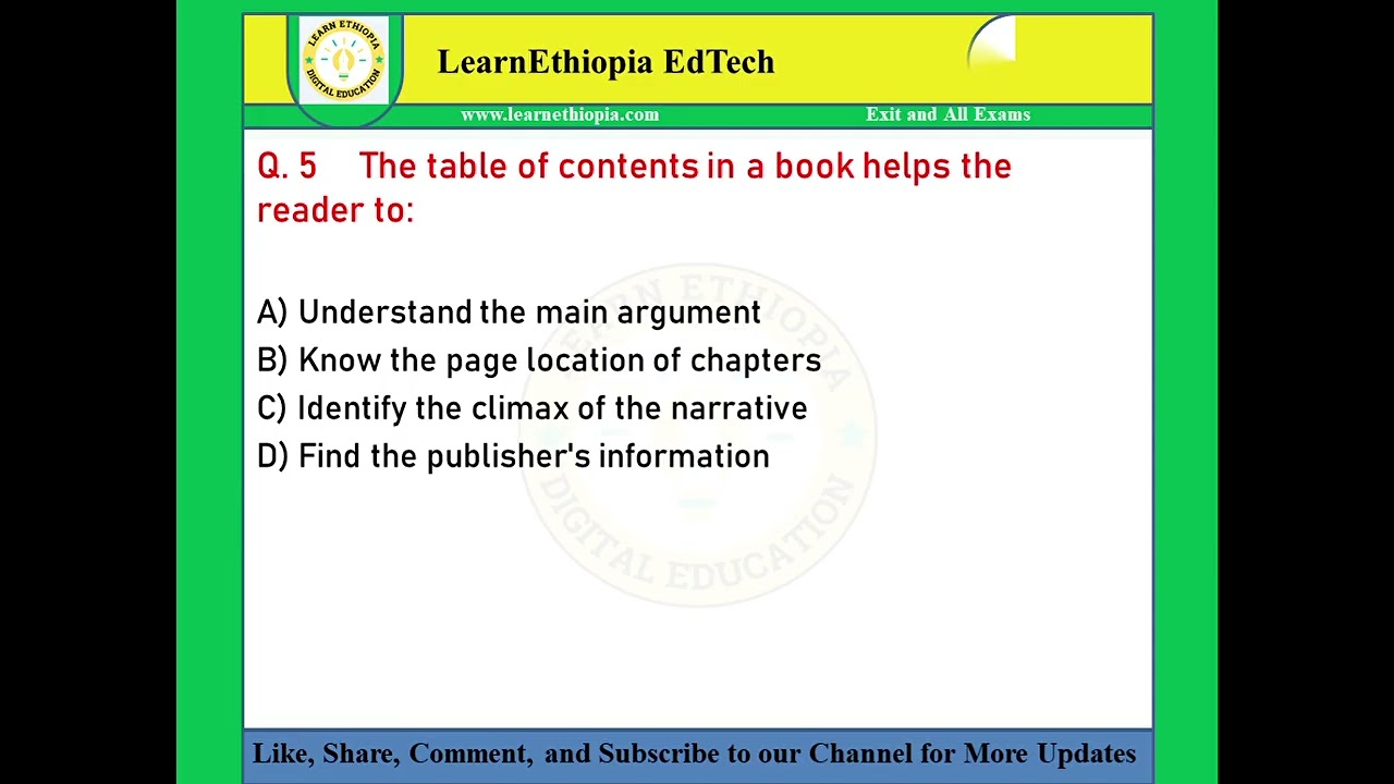 Reading Skills | Model Exit Exam Questions for English Exit Exam
