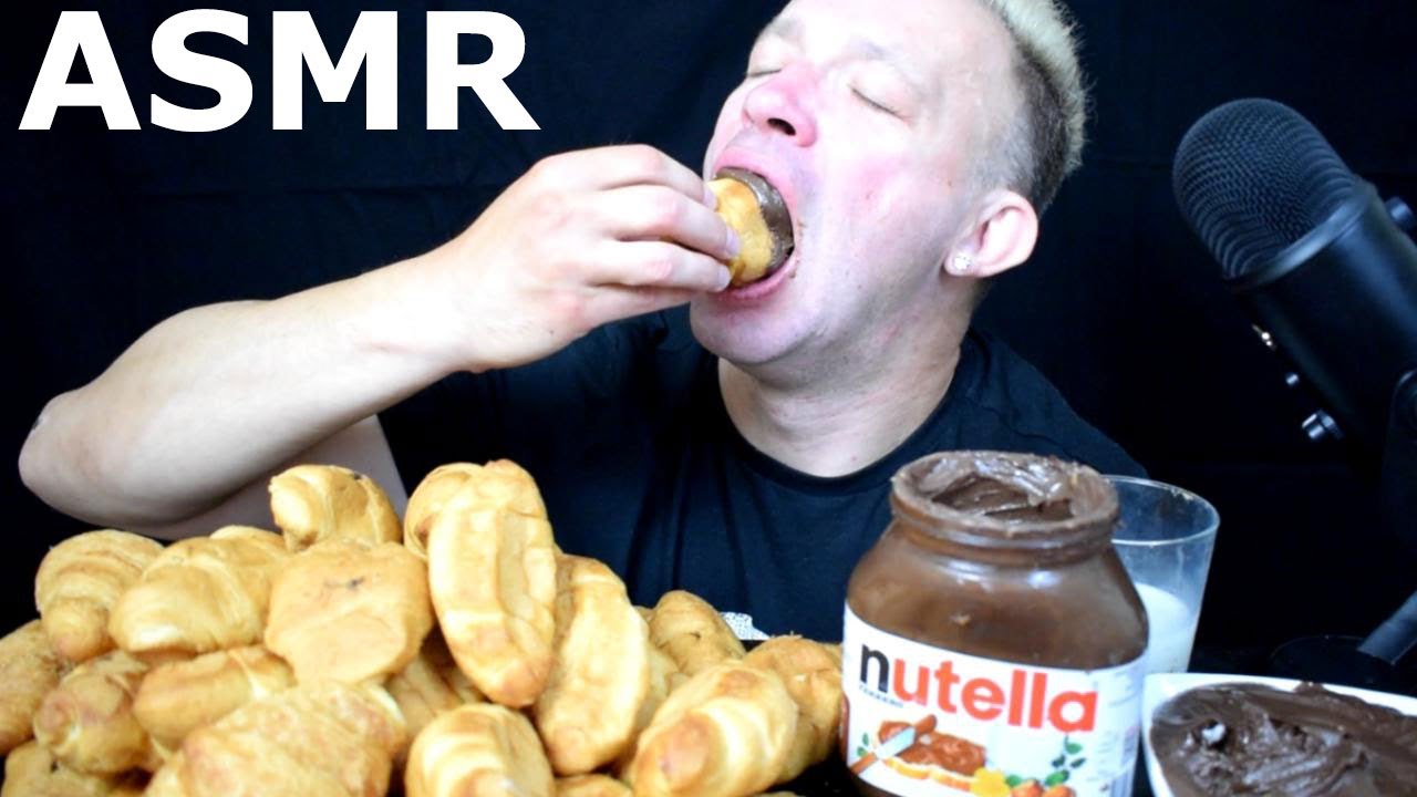 ASMR CROISSANT MINI NUTELLA MUKBANG DIPPING EATING SHOW CRISPY SOUNDS EXTREME PLEASURE NO TALKING