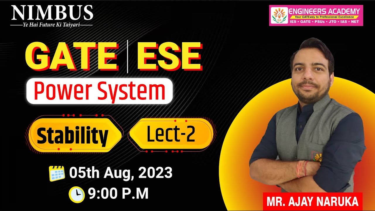 Power System for GATE 2024-25 & ESE (EE) 🔴 Live Class | GATE Free Online Classes | Stability | L-2