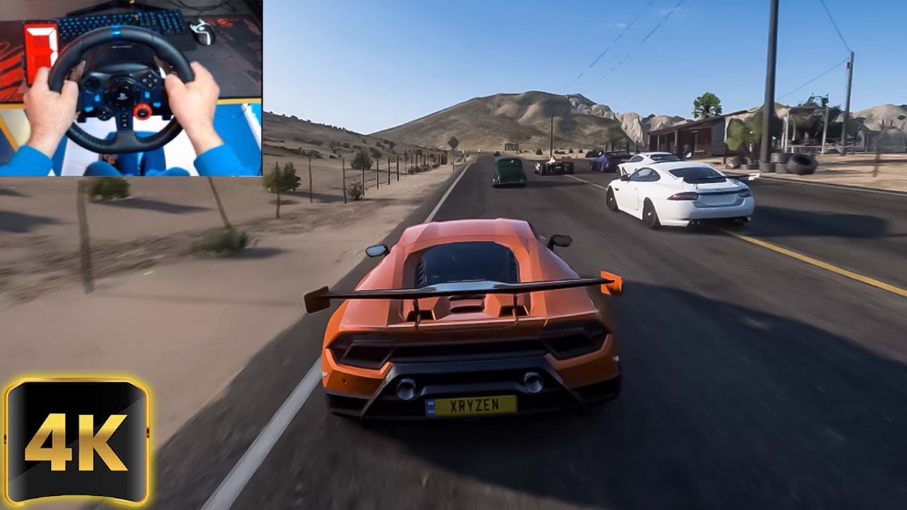 Forza Horizon 5 - Lamborghini Huracan Performante Goliath Race Logitech g29 gameplay (4K 60fps)