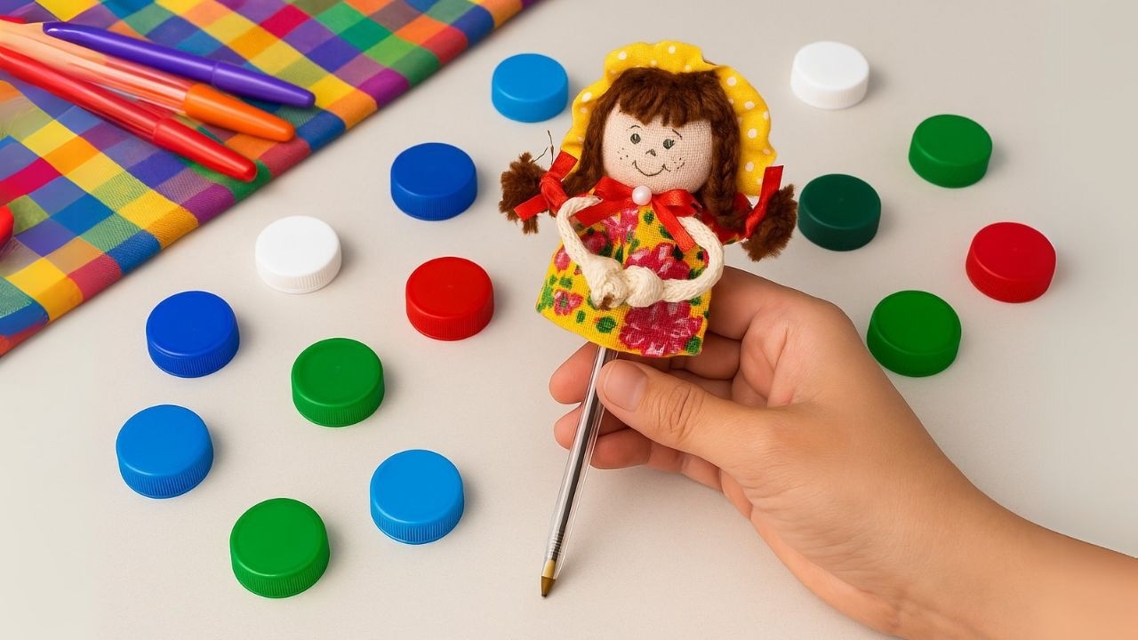 Como Fazer Boneca Caipira - Lembrancinha Junina Com Reciclagem - Caneta Decorada