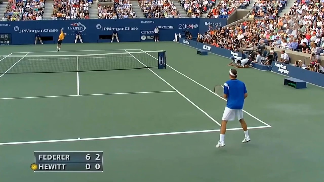 Federer forehand masterclass vs Hewitt US Open final 2004 1/2