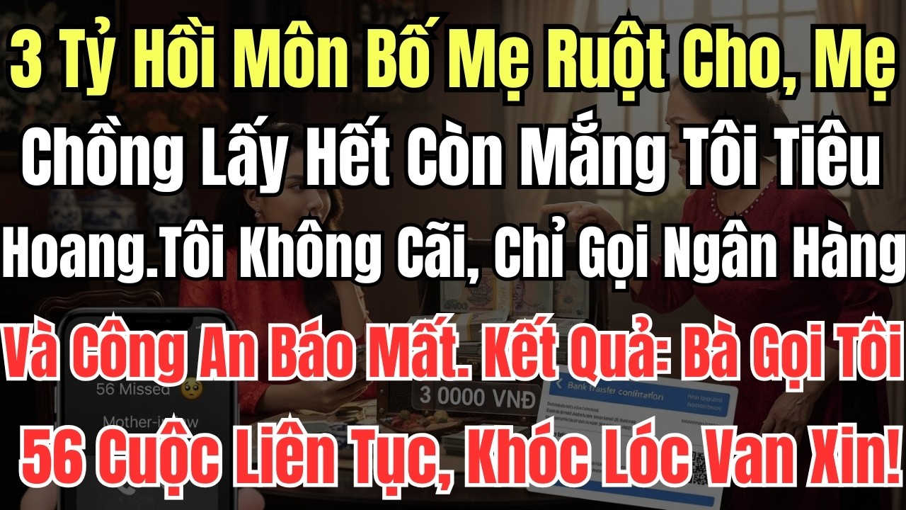3 Tỷ Hồi Môn Bố Mẹ Ruột Cho, Mẹ Chồng Lấy Hết Còn Mắng Tôi Tiêu Hoang. Tôi Không Cãi, Chỉ Gọi Ngân H