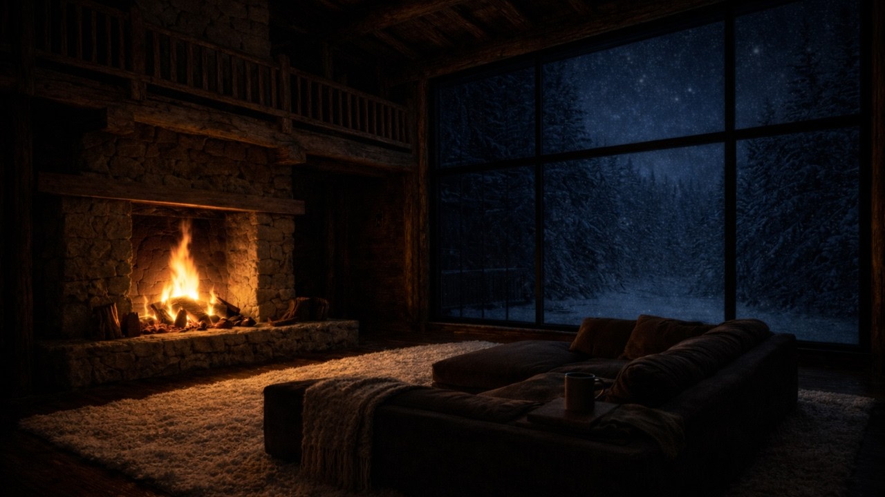 Cozy Winter Fireplace Ambience for Anxiety Relief | Crackling Fire Only