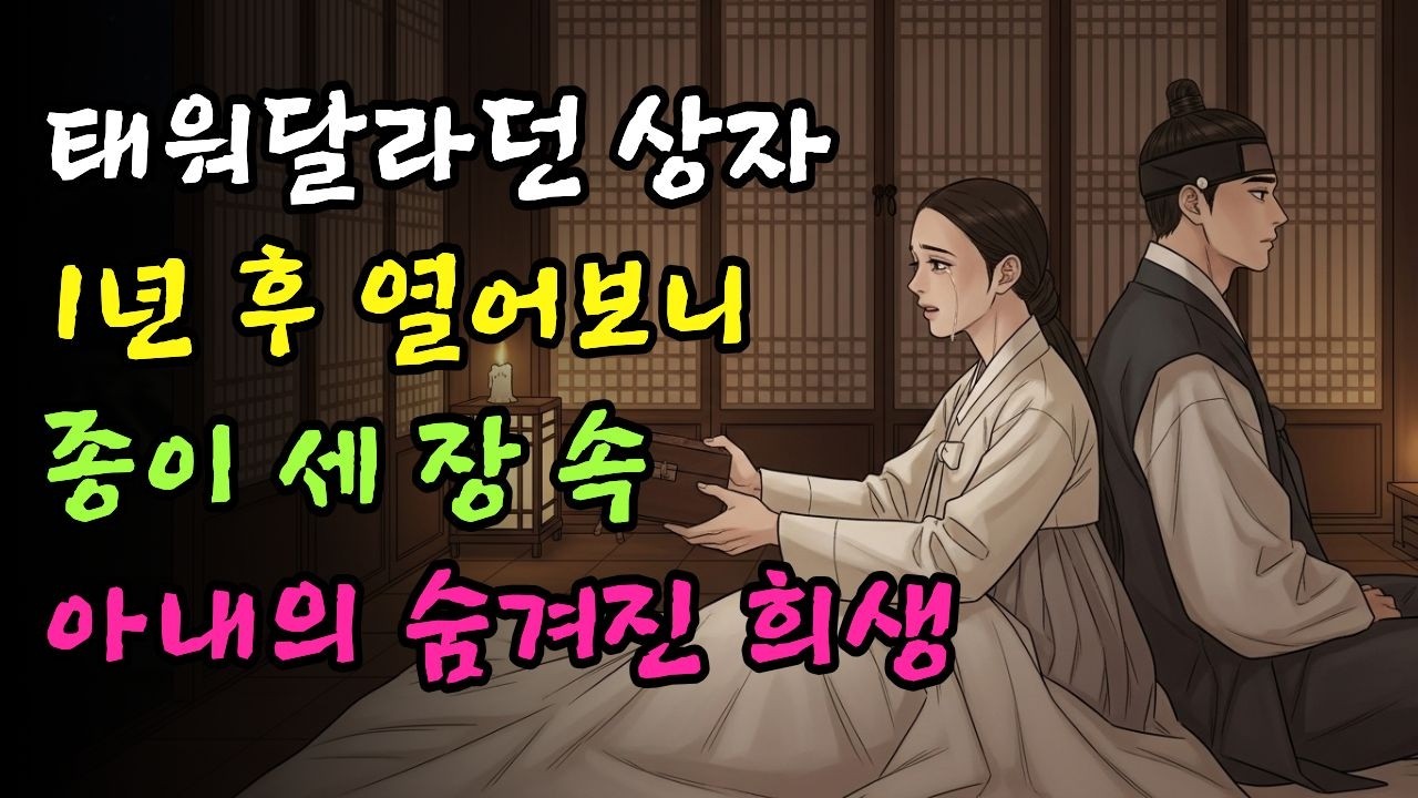 죽은 아내가 태워달라던 상자, 1년 후 열어본 종이 세 장에 담긴 충격적 진실 | 야담 옛날이야기 오디오북 수면동화 전설 민담 설화