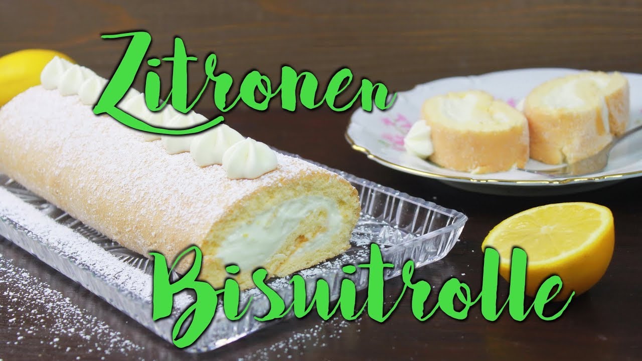 ZITRONEN BISKUITROLLE BACKEN [mit Quark & Joghurt] | Lemon Swiss Roll Rezept | ohne Gelatine