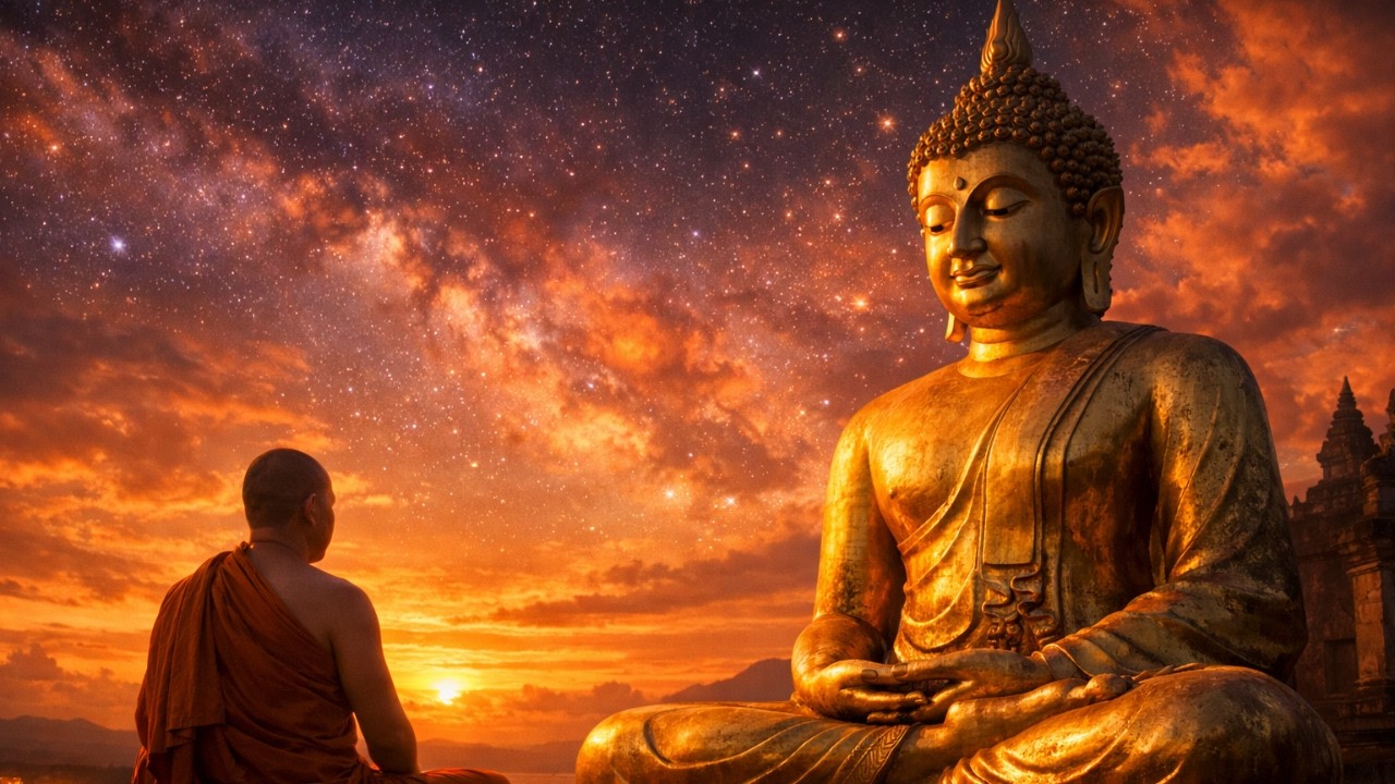 Golden Monk Meditation at Sunrise Temple – 1 Hour Deep Calm & Inner Stillness Session