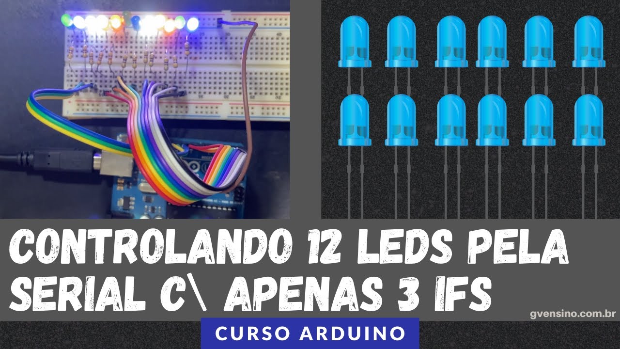 ARDUÍNO #45: CONTROLANDO 12 LEDS PELA SERIAL COM APENAS 3 IFs