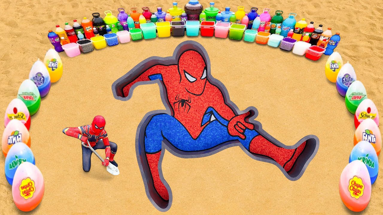 How to make Spiderman with Orbeez, Pepsi, Big Balloons of Soda, Coca Cola vs Mentos