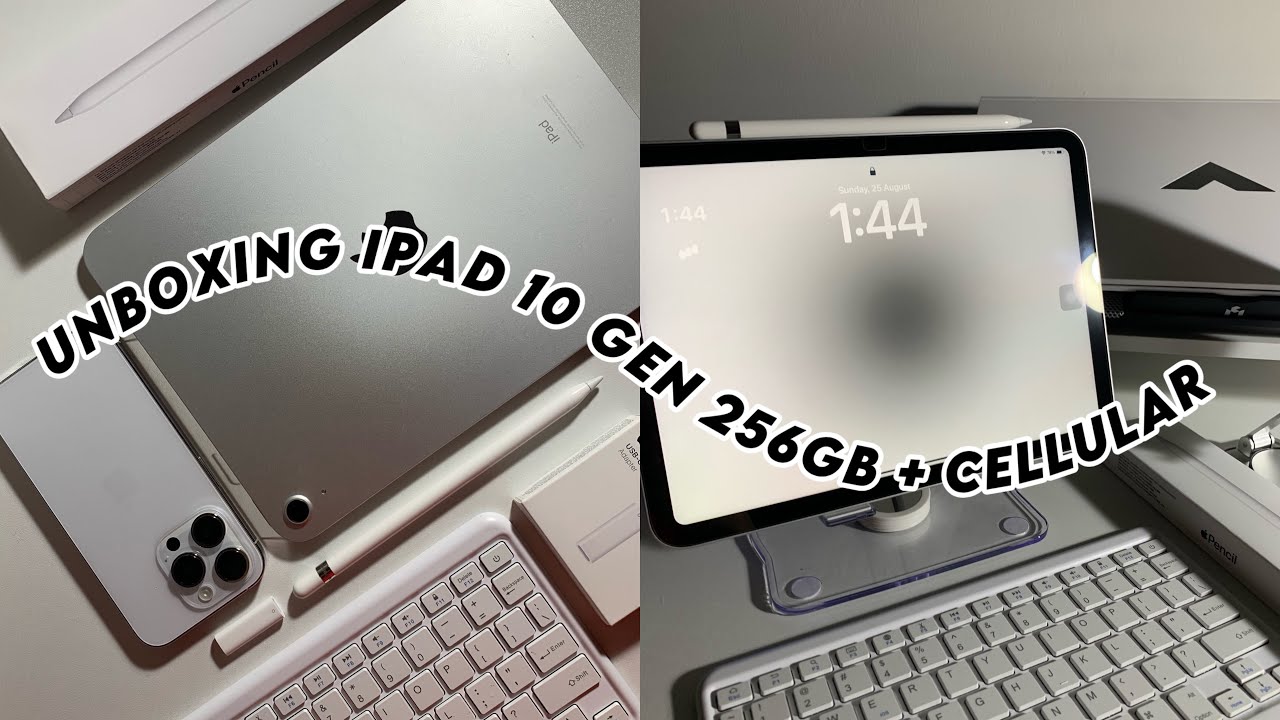 iPad 10 gen (silver) aesthetic unboxing in mid 2024 🩶 apple pencil + accessories