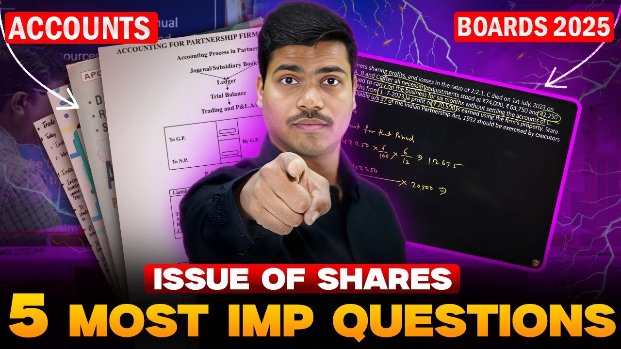 Issue of Shares | 5 Most Important Questions | Class 12 Accounts Board exam 2025