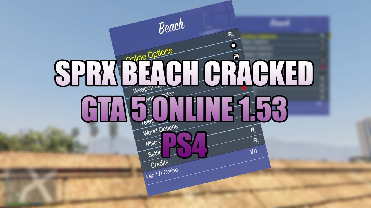 MOD MENU SPRX BEACH CRACKED GTA 5 ONLINE 1.53 PS4 JAILBREAK