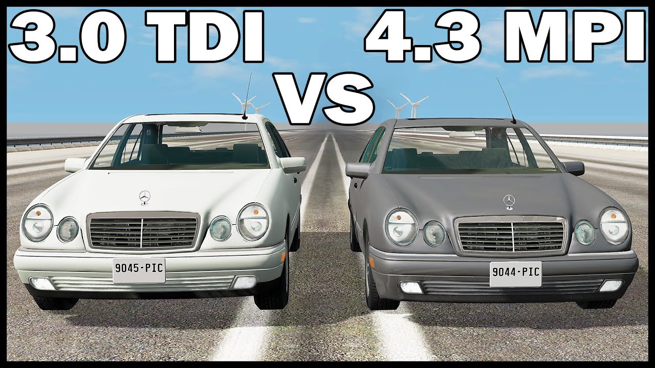 3.0 TDI vs 4.3 GAS! Mersedes E-Class W210! - BeamNg Drive