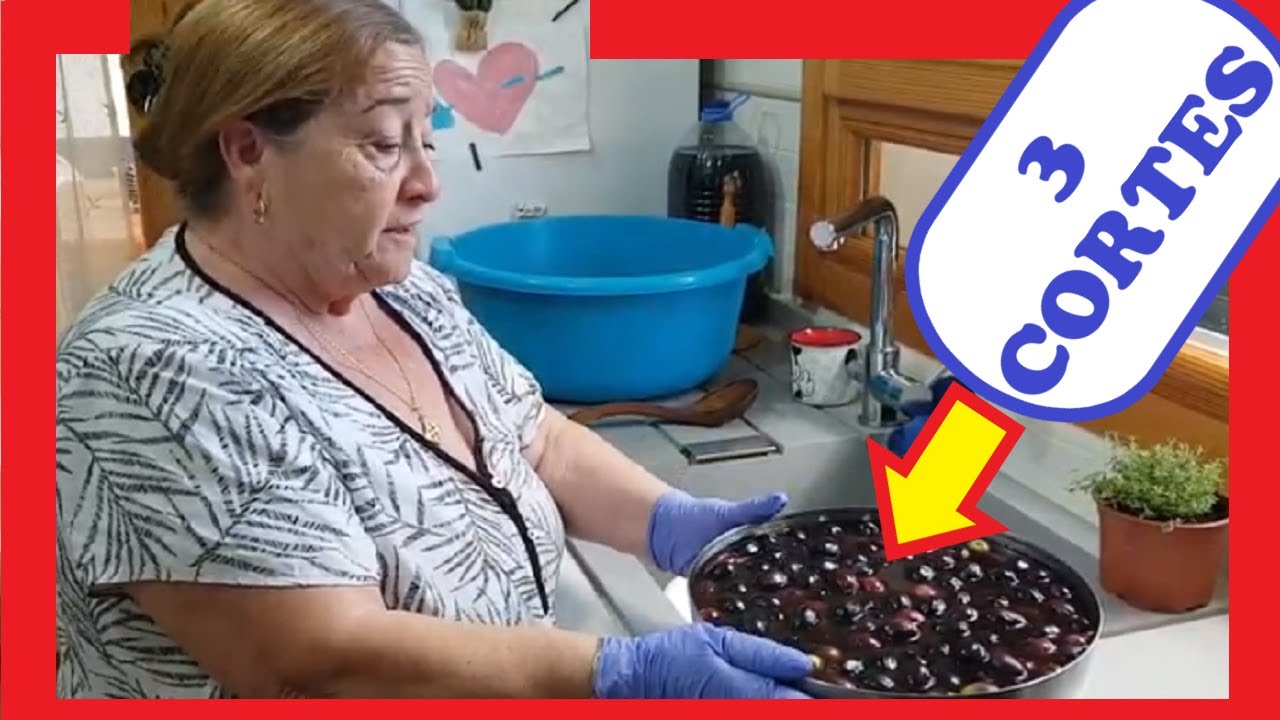 ⚫ APRENDE Cómo Preparar ACEITUNAS NEGRAS en CONSERVA 💛 ( 3 CORTES )