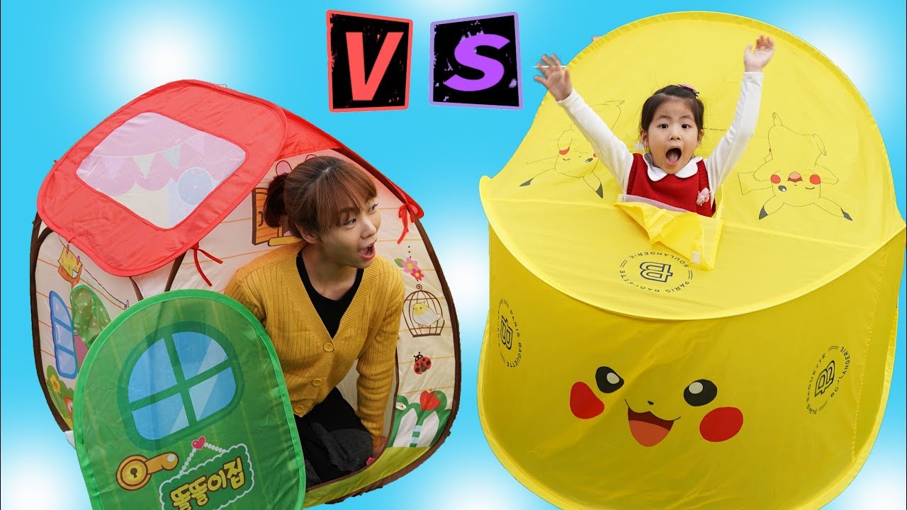 캠핑에는 이런 텐트가 완전 좋아요?!! 서은이의 피카츄 텐트 캠핑 놀이 똘똘이 핑크퐁 Poketmon Pikachu Tent Camping Toys