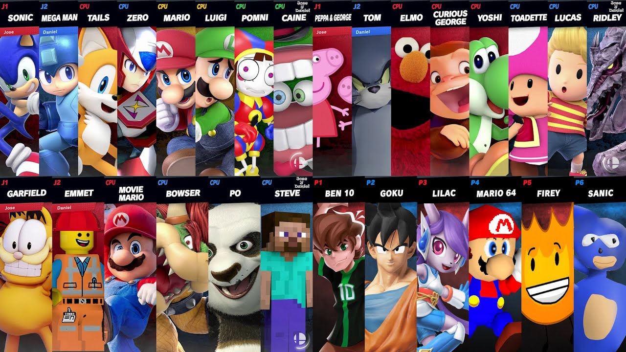 Sonic and Tails vs Pomni and Caine vs Mario and Luigi | Super Smash Bros Ultimate Part 51