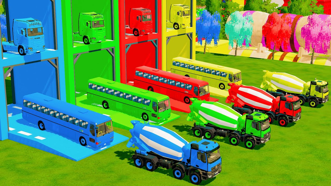 ALL EXCAVATOR VEHICLES, CONCRETE MIXER & BULLDOZER TRANSPORTED TO GARAGE - FS22