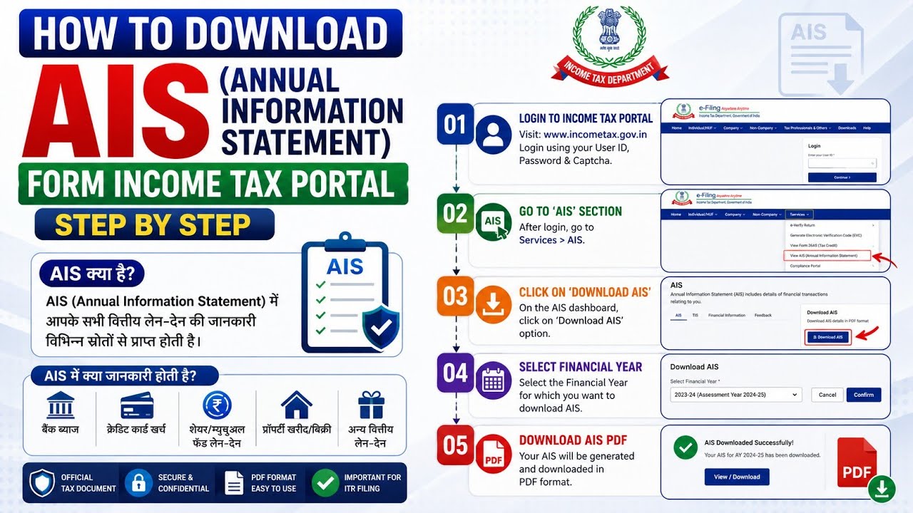 How to Download AIS (Annual Information Statement) from Income Tax Portal | Step-by-Step Guide 2026 