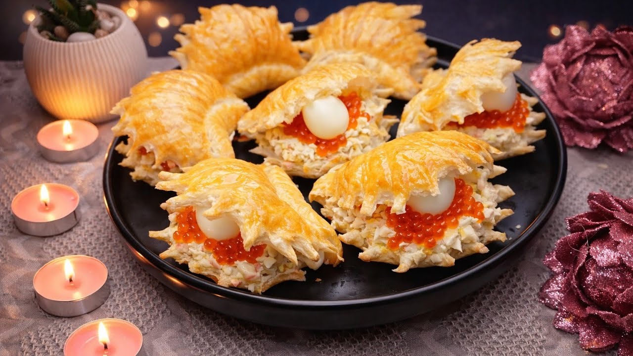 🐚Ракушки с икрой по - королевски, съедают со стола первыми! 👑