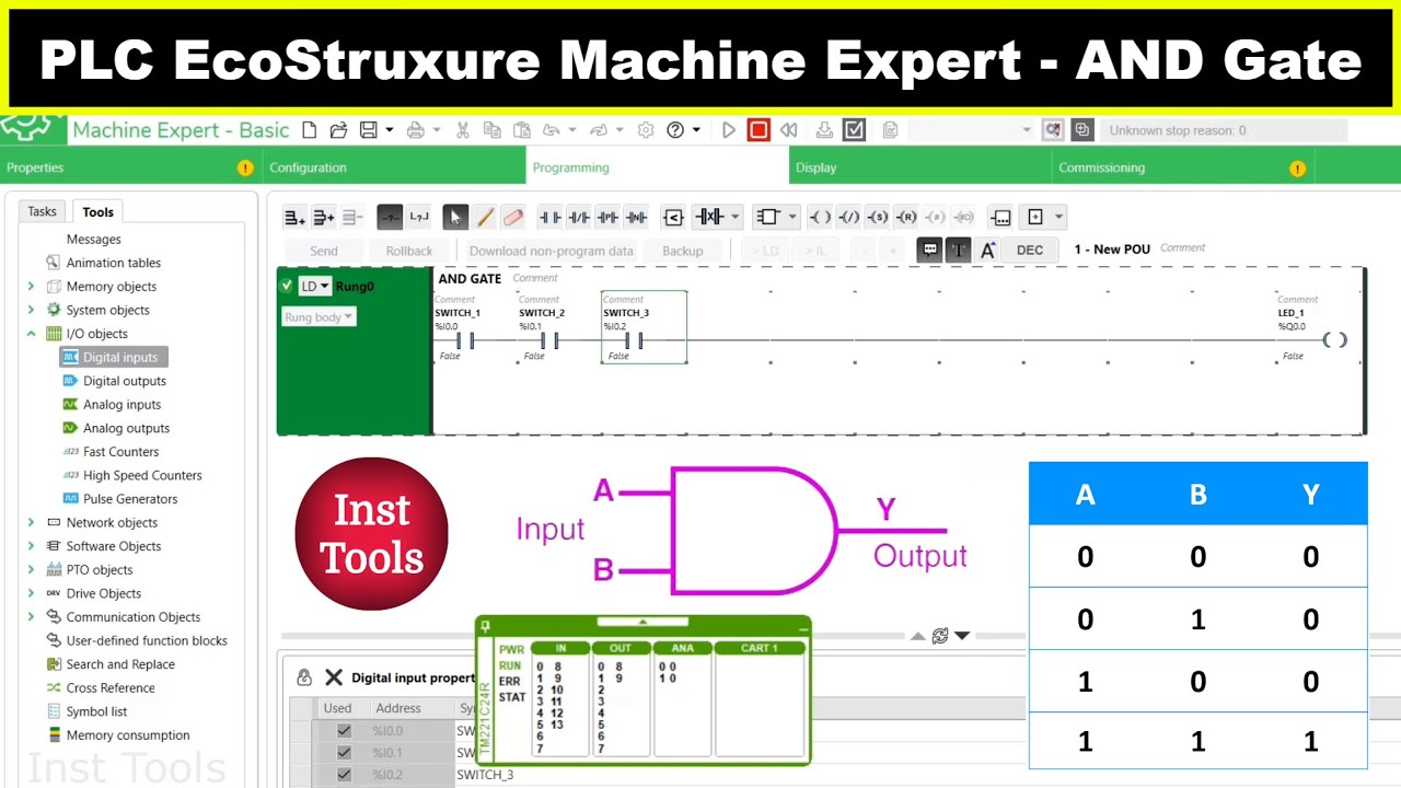 Основы логического вентиля И в EcoStruxure Machine Expert от Schneider PLC